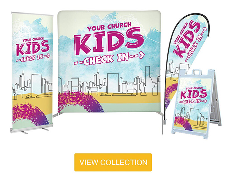 Kids City style church banners