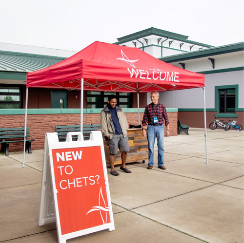 Church welcome tent