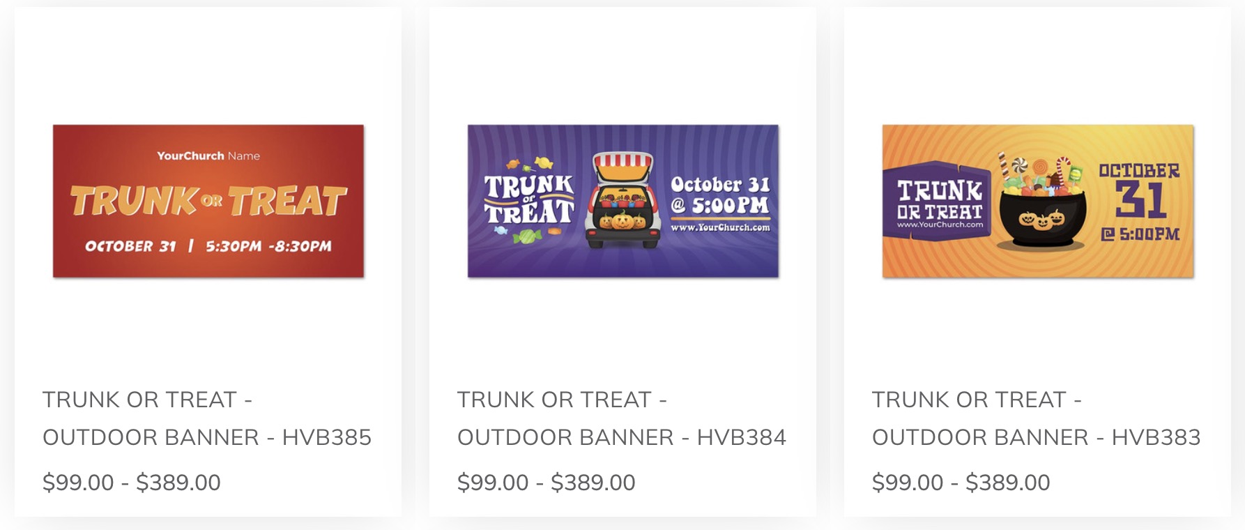 Outdoor trunk or treat signs