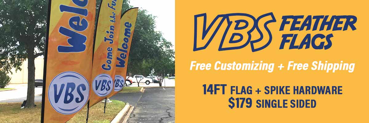 VBS feather flag banners for church