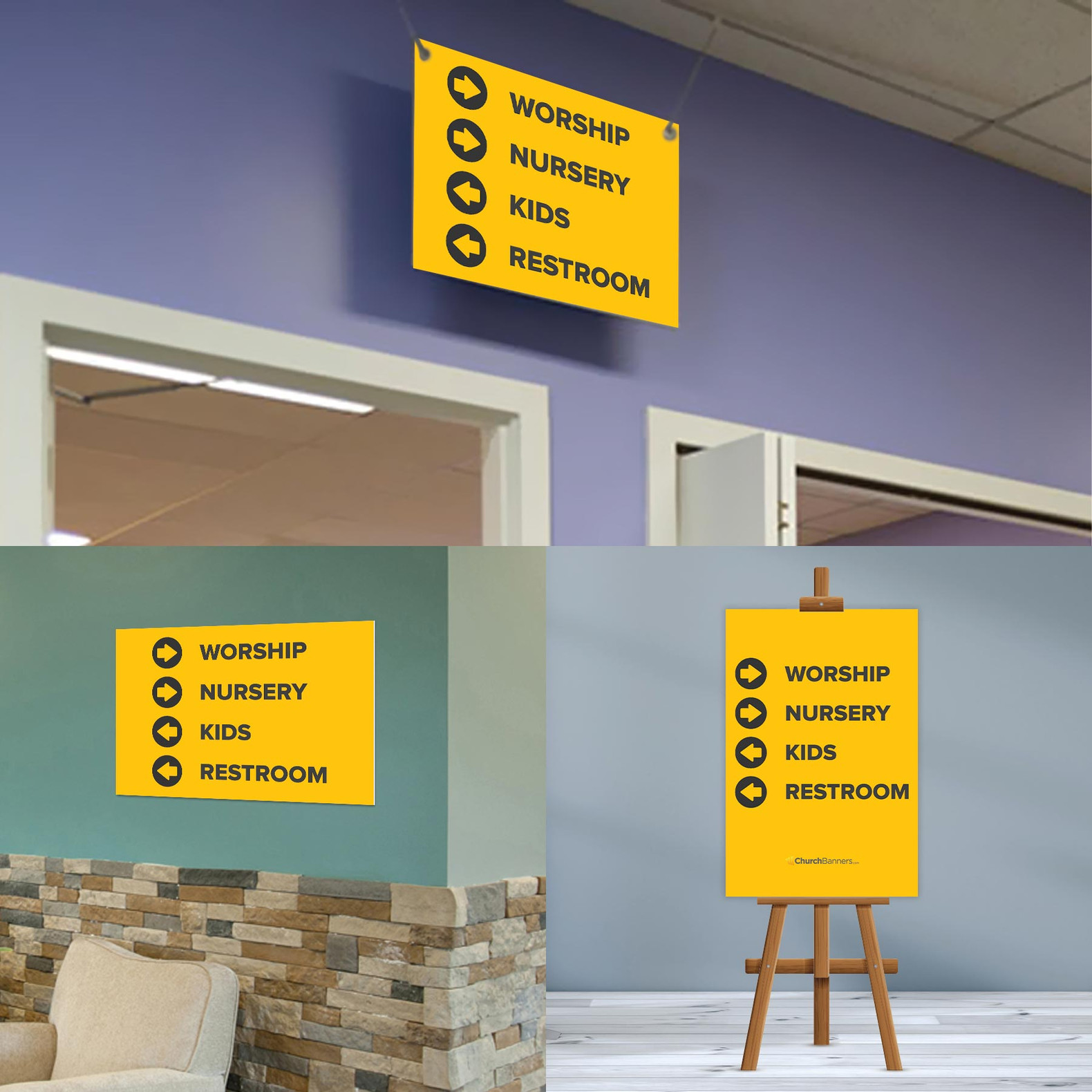 Wayfinding signs for church